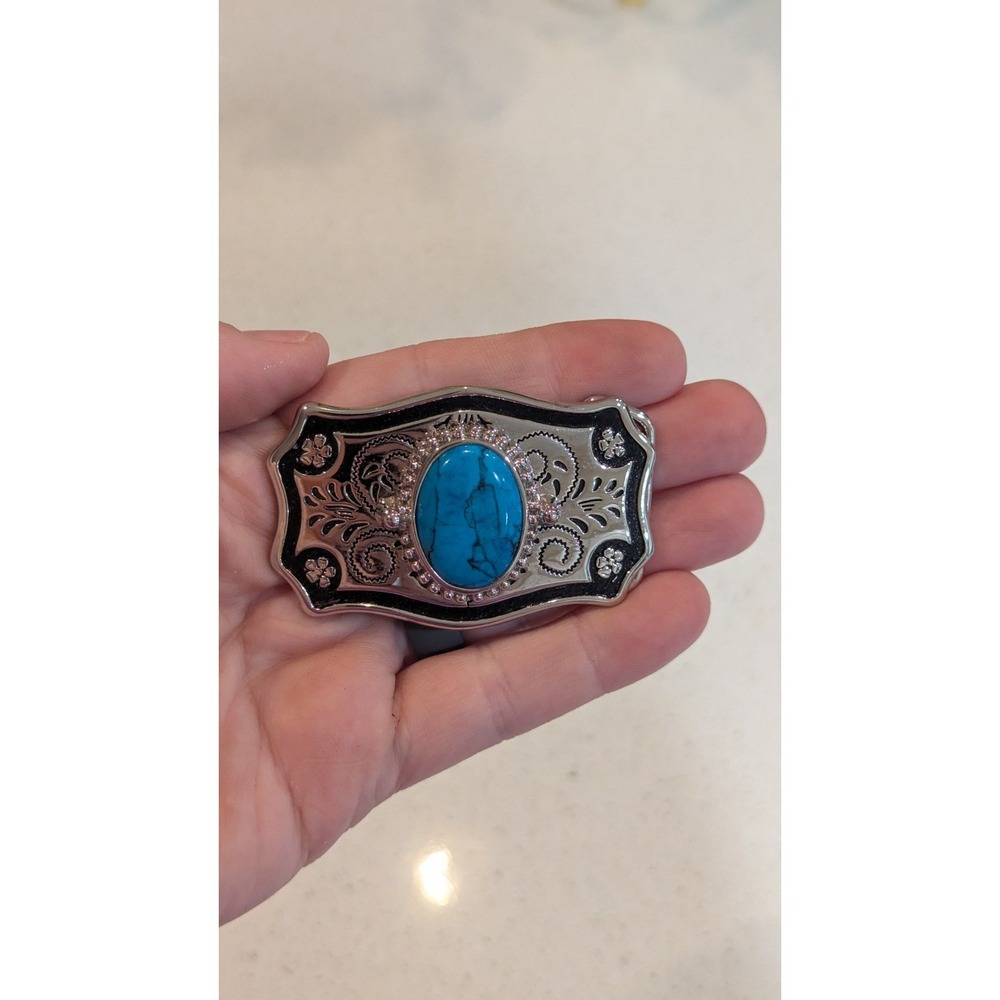 Vintage Belt Buckle Womens OS Blue Excellent Western Turquoise Made in USA